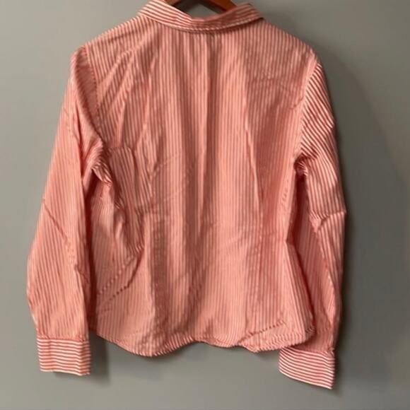 Womens Size XL Izod Striped Shirt Coral and white 100% cotton  Great condition - Picture 3 of 5